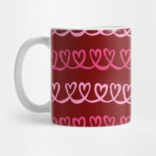 Valentine hearts stripe - hand drawn red heart stripes, cute heart pattern design Mug